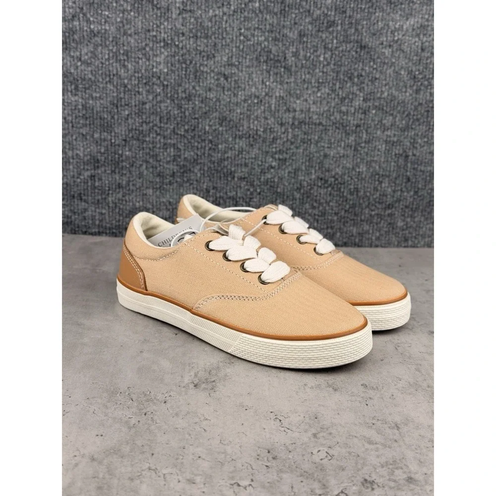 The Children's Place Kids Canvas Lace Up Sneakers Beige Tan Size 13 Little Kid